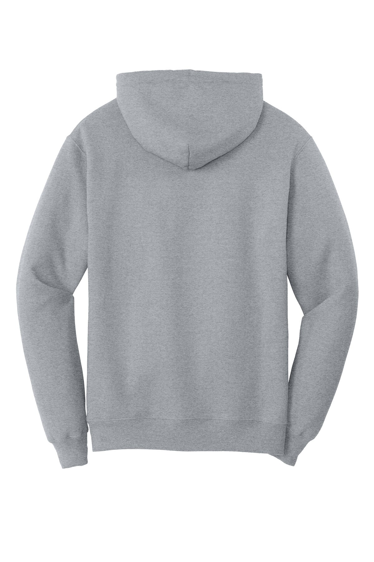 Rear View of Athletic Hthr Port & Co Core Fleece Pullover Hooded Sweatshirt. PC78H