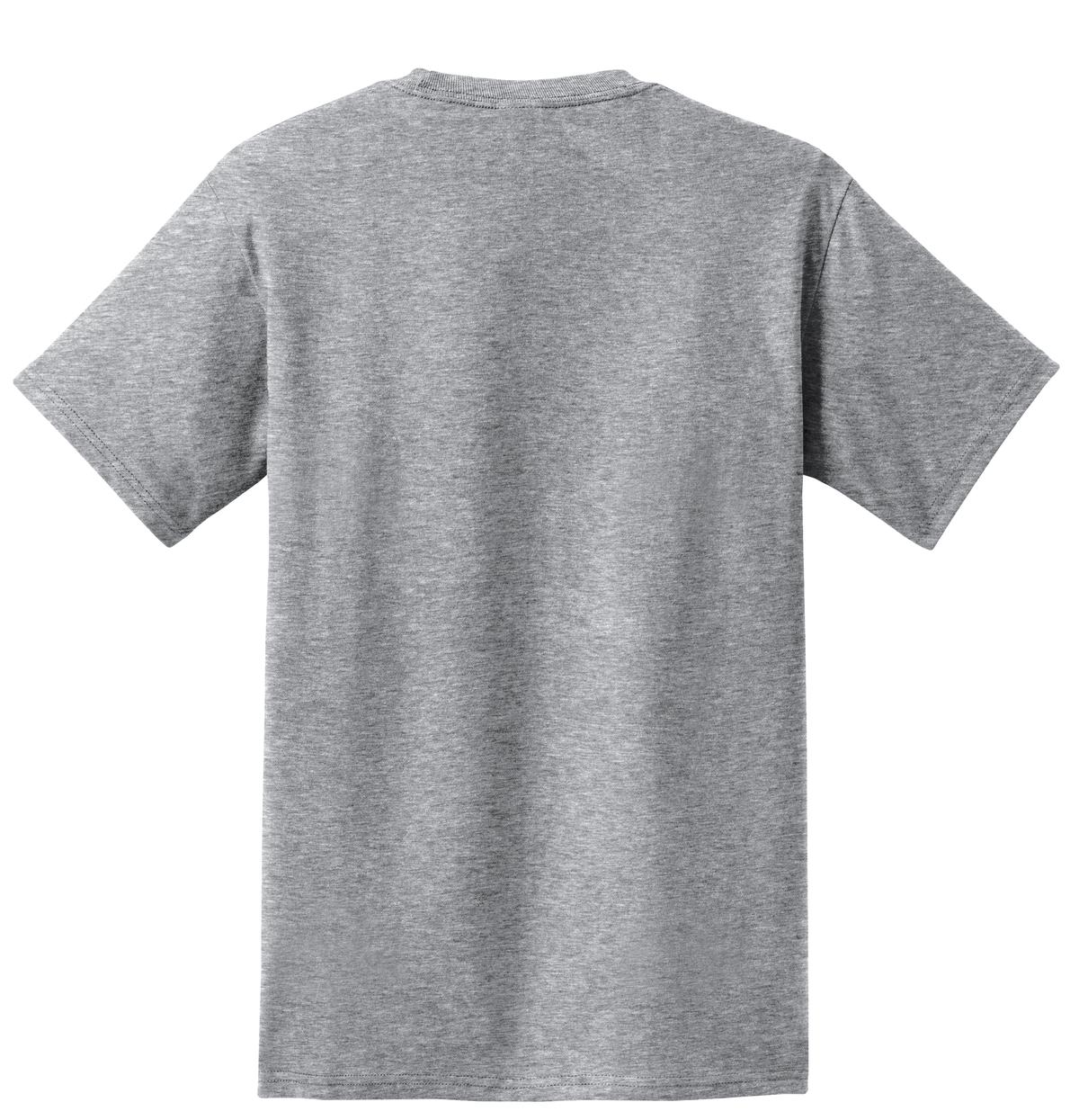 Rear View of Athletic Hthr Port & Co Tall Essential Pocket Tee. PC61PT plain