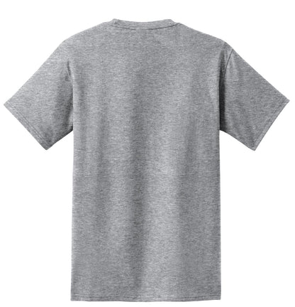 Rear View of Athletic Hthr Port & Co Tall Essential Pocket Tee. PC61PT plain