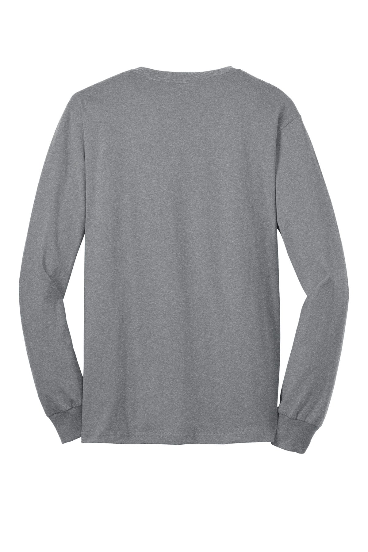 Rear View of Athletic Hthr Port & Co Tall Long Sleeve Core Blend Tee. PC55LST plain