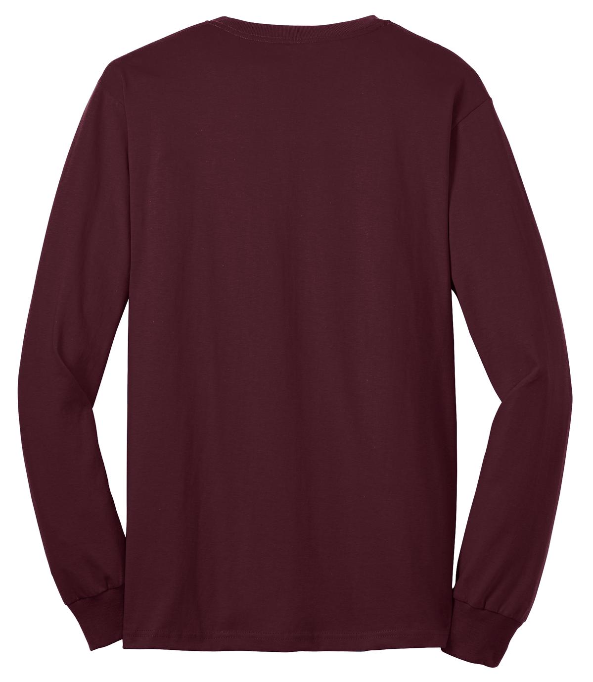 Rear View of Athletic Marn Port & Co Tall Long Sleeve Core Blend Tee. PC55LST plain