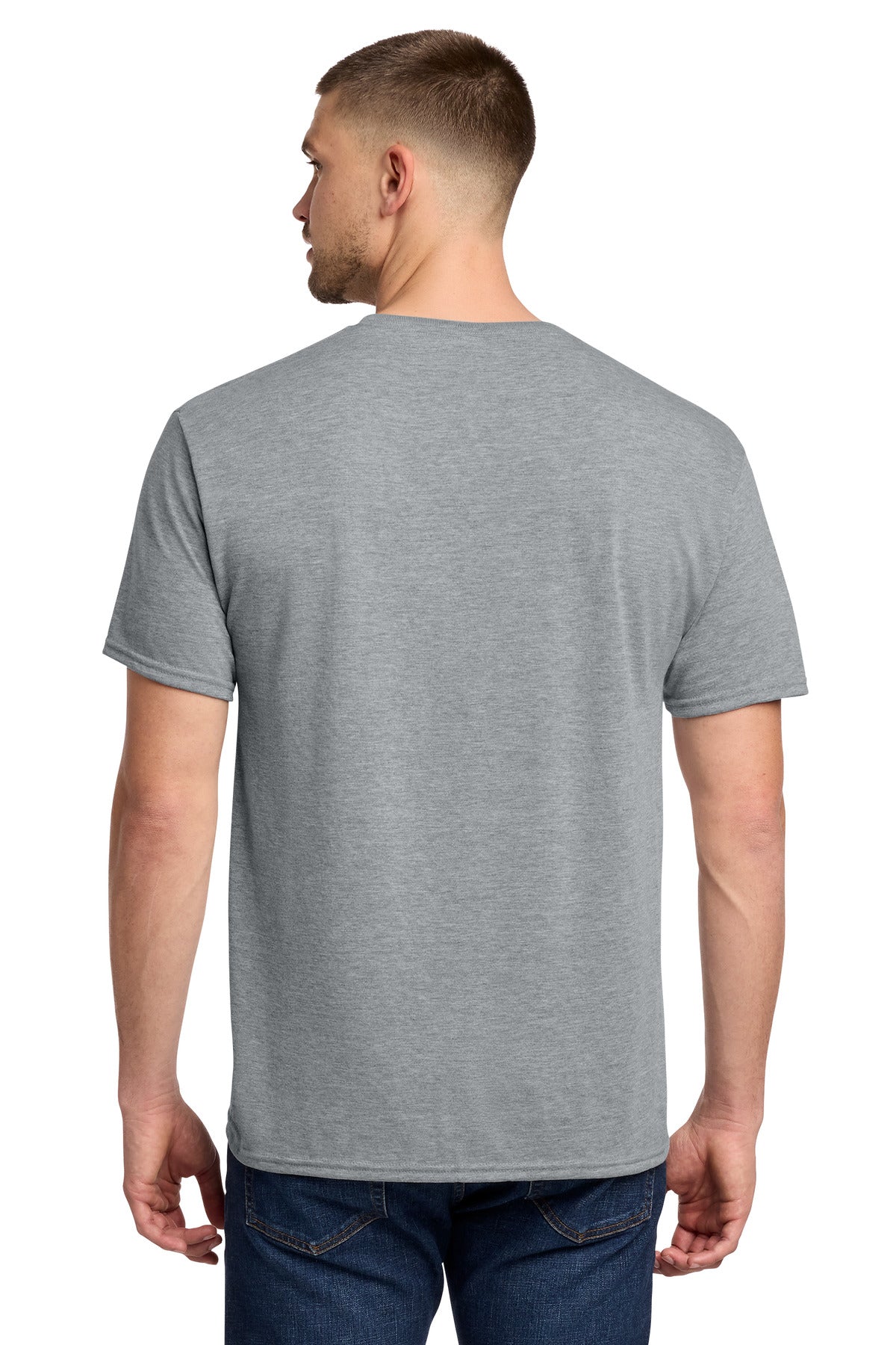 Rear View of AthlHthr Jerzees Dri-Power 100% Polyester T-Shirt. 21M plain