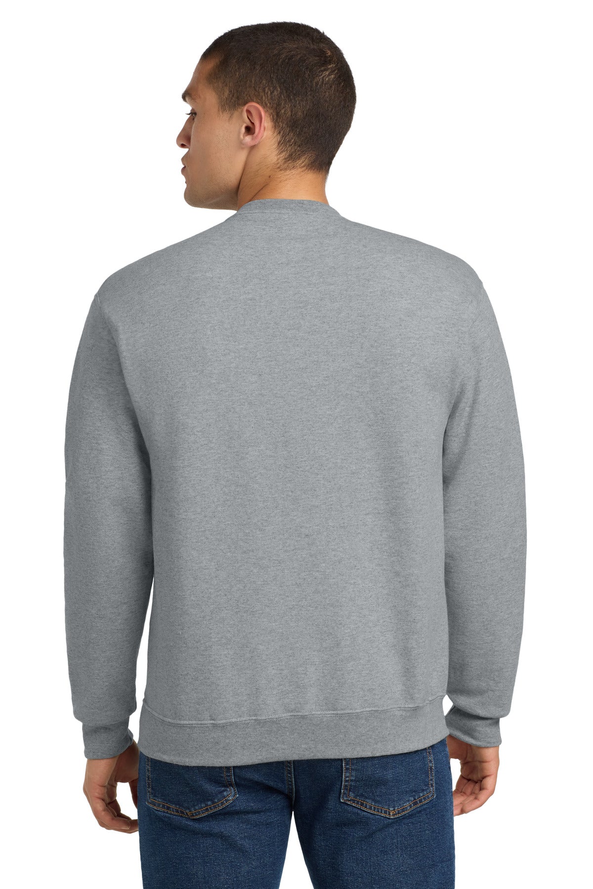 Rear View of AthlHthr Jerzees - NuBlend Crewneck Sweatshirt. 562M plain