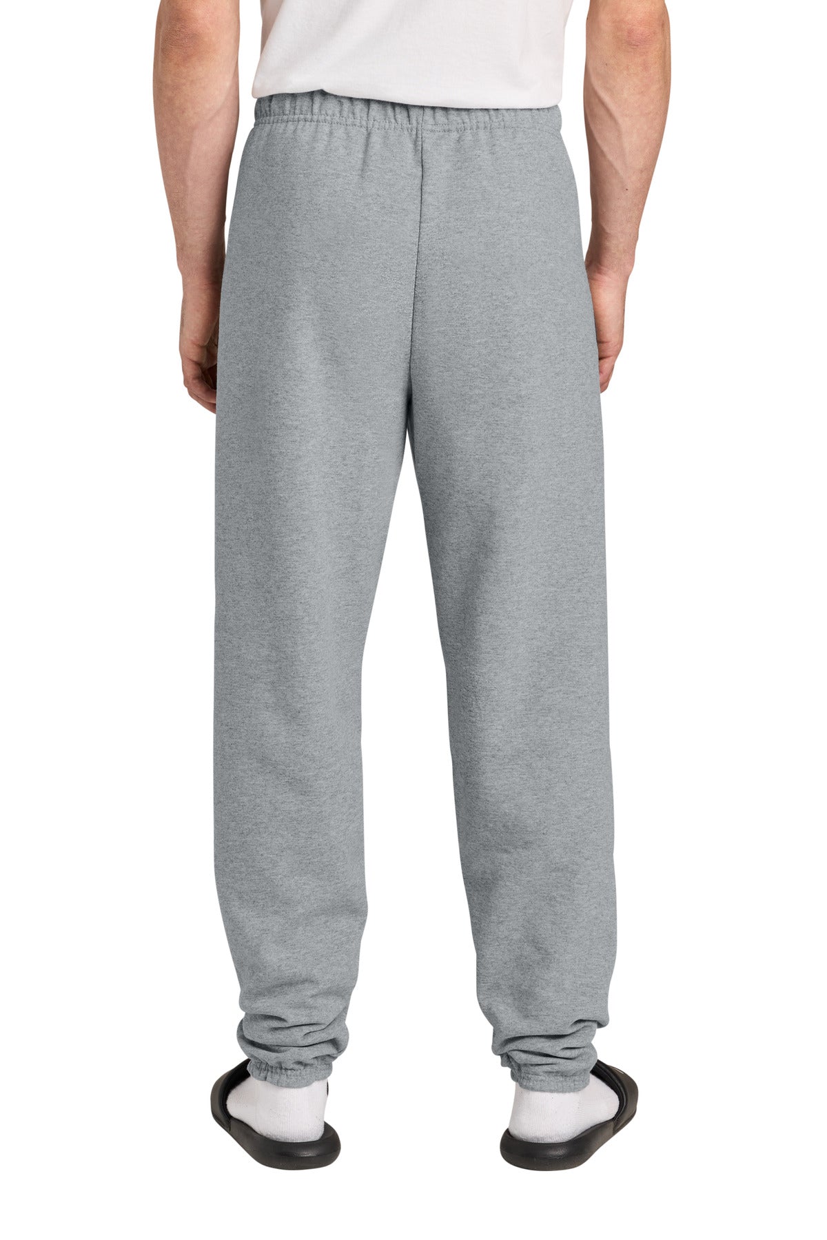 Rear View of AthlHthr Jerzees - NuBlend Sweatpant. 973M plain