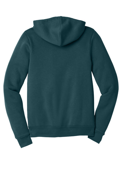 Rear View of Atlantic BELLA+CANVAS Unisex Sponge Fleece Full-Zip Hoodie. BC3739 plain
