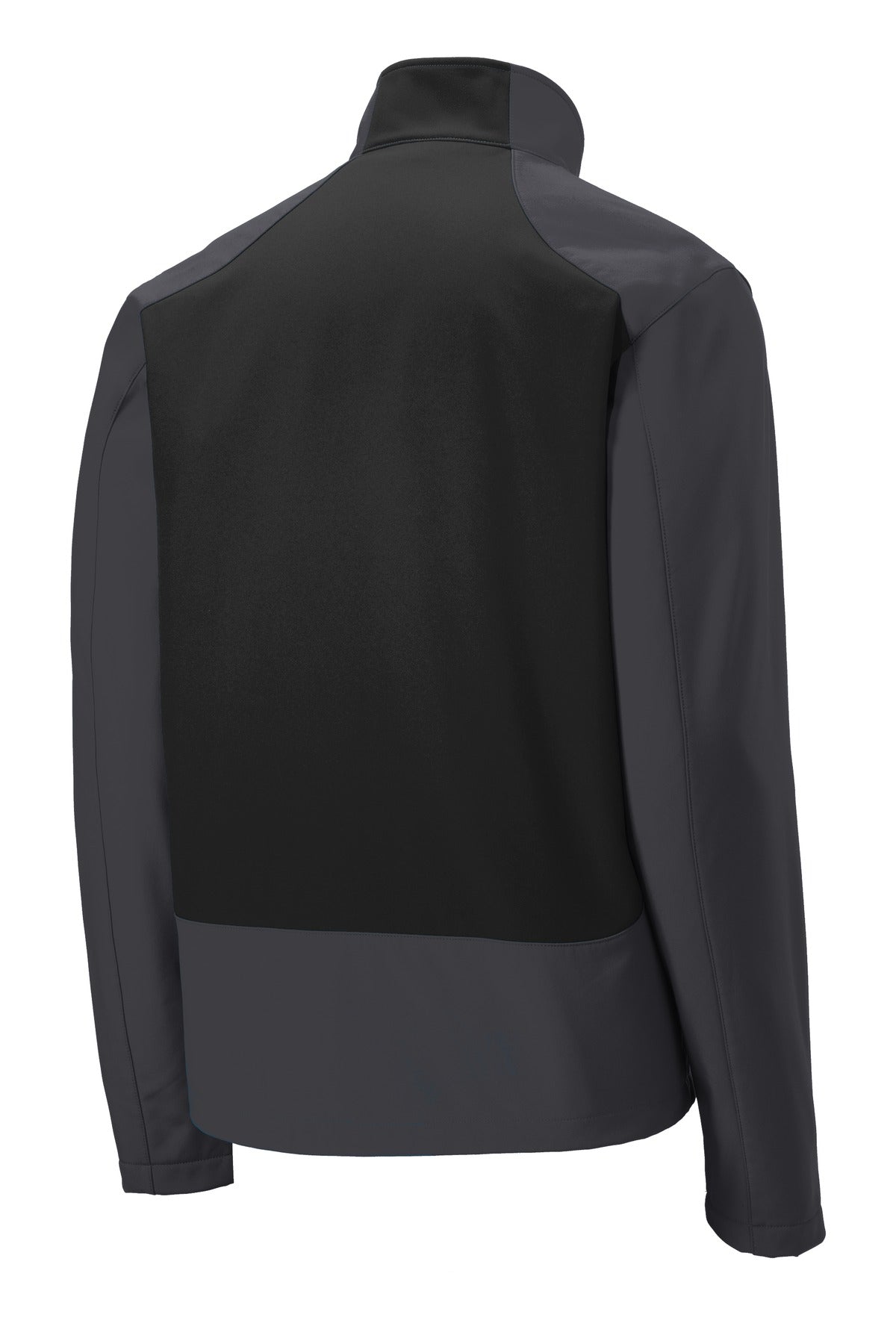 Rear View of Bat Grey/Black Port Authority Back-Block Soft Shell Jacket. J336 plain