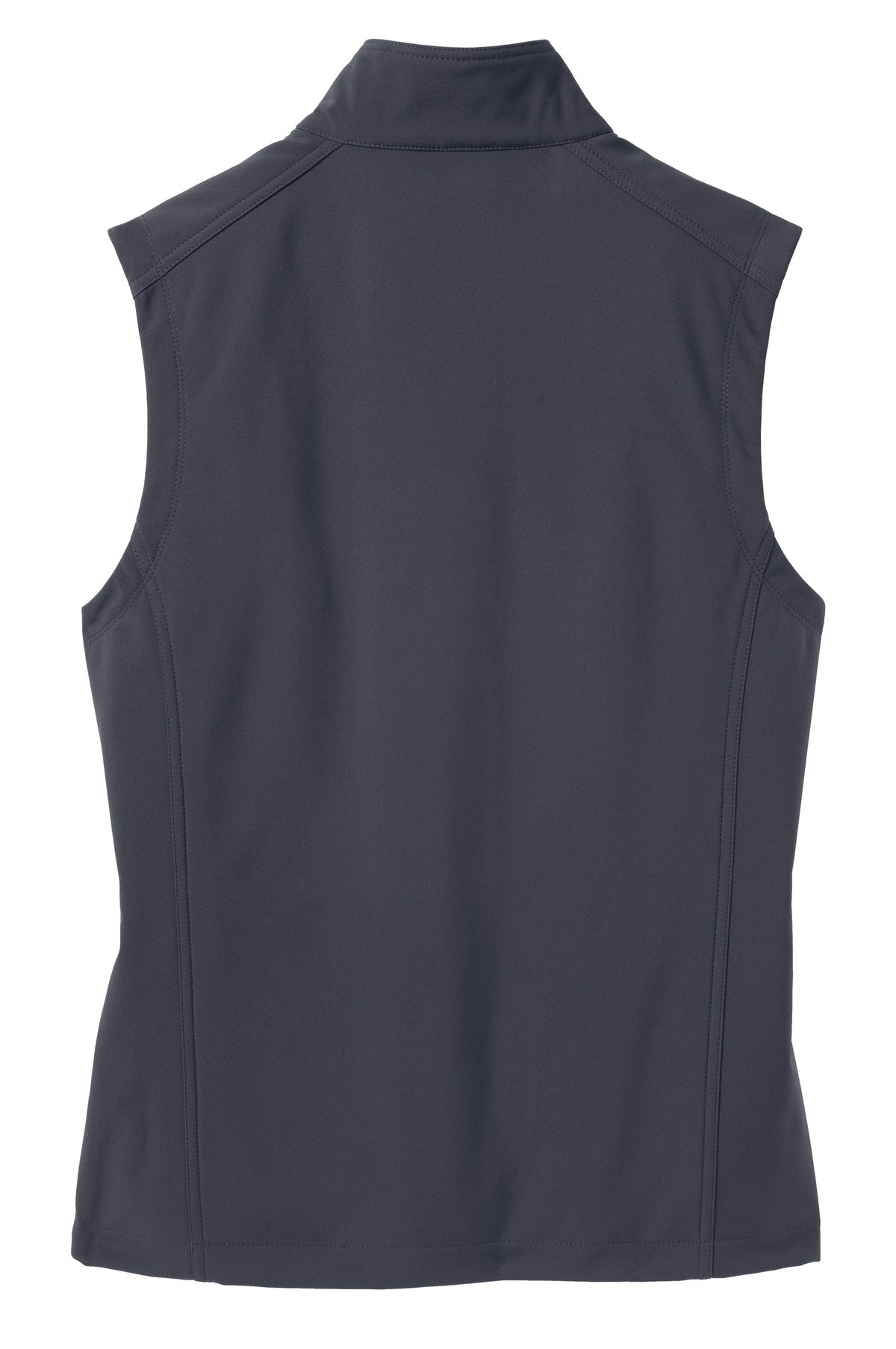 Rear View of Batlshp Grey Port Authority Core Soft Shell Vest. J325 plain