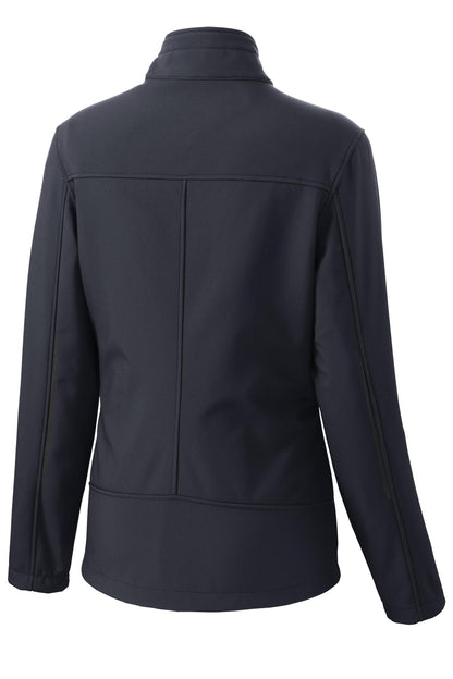 Rear View of Batlshp Grey Port Authority Women's Welded Soft Shell Jacket. L324 plain