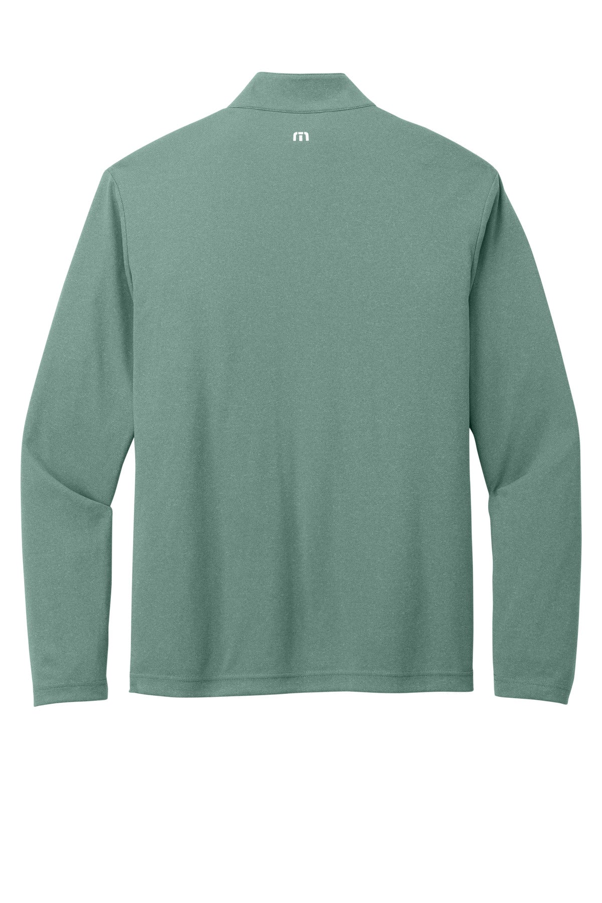 Rear View of BerylGrnHt TravisMathew Coto Performance 1/4-Zip TM1MY397 plain