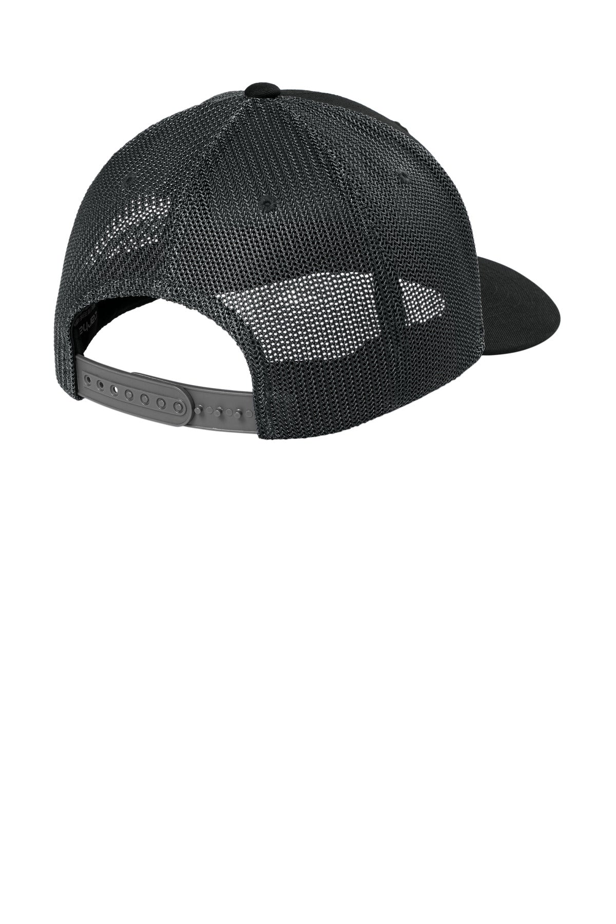 Rear View of Bk/AsphGry Carhartt Flexfit 110 Mesh Back Cap CT106577 plain