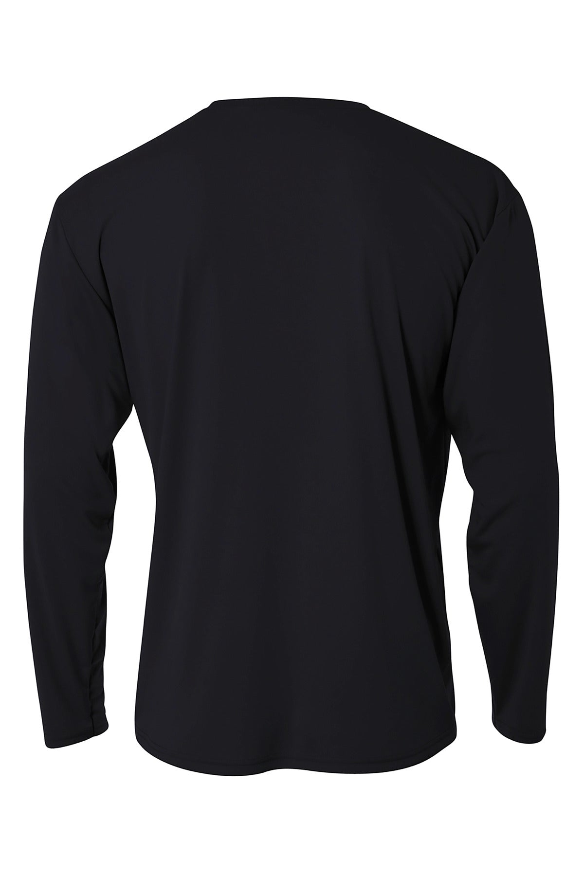 Rear View of Black A4 Cooling Performance Long Sleeve Tee A4N3165 plain