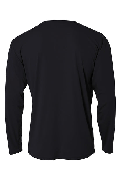 Rear View of Black A4 Cooling Performance Long Sleeve Tee A4N3165 plain