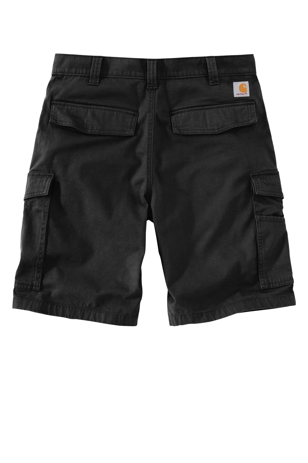 Rear View of Black Carhartt Rugged Flex Rigby Cargo Short CT103542 plain