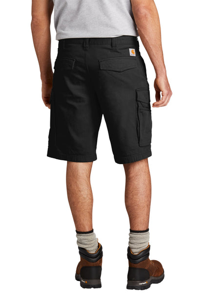 Rear View of Black Carhartt Rugged Flex Rigby Cargo Short CT103542 plain