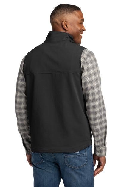Rear View of Black Carhartt Super Dux Soft Shell Vest CT105535 plain