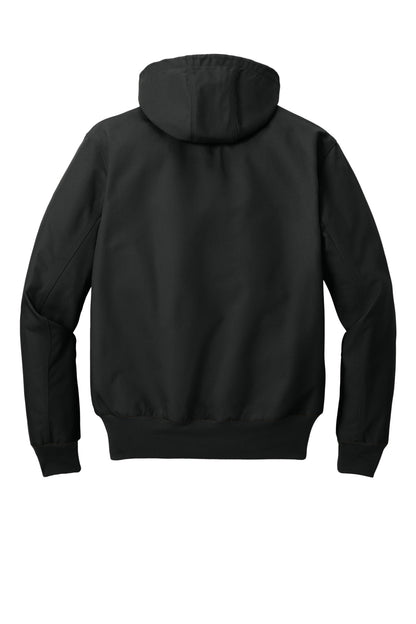 Rear View of Black Carhartt Tall Thermal-Lined Duck Active Jac. CTT106678 plain