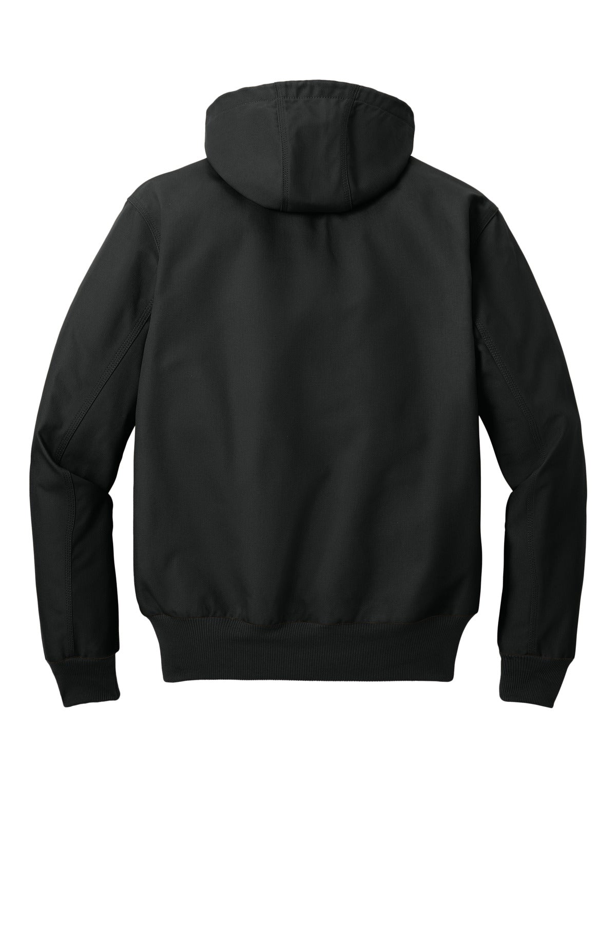 Rear View of Black Carhartt Thermal-Lined Duck Active Jac. CT106678 plain
