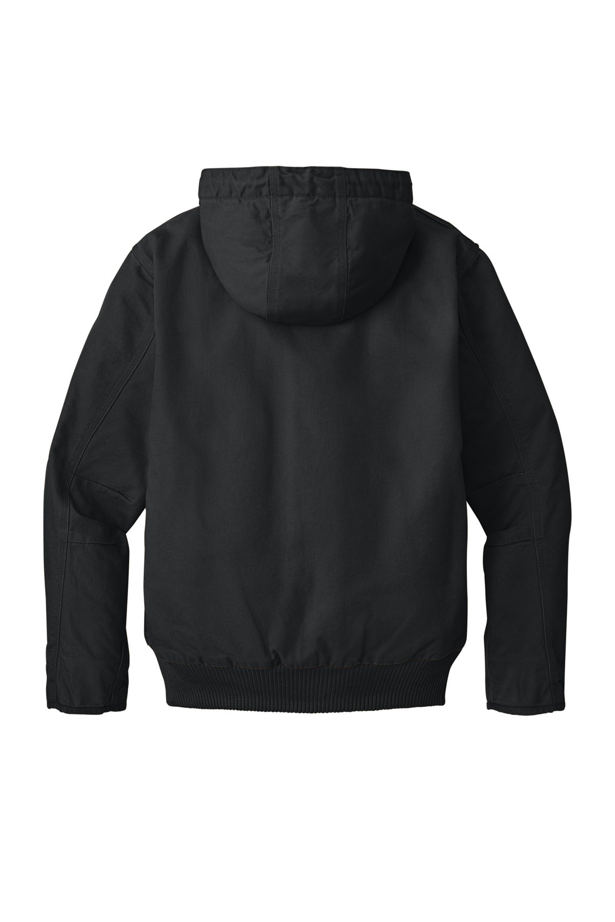Rear View of Black Carhartt Washed Duck Active Jac. CT104050 plain