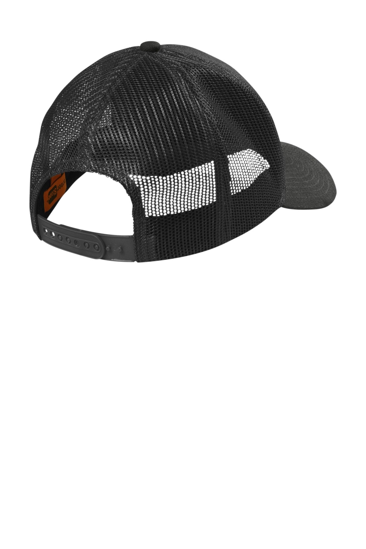 Rear View of Black CornerStone Canvas Mesh Back Cap. CS811 plain
