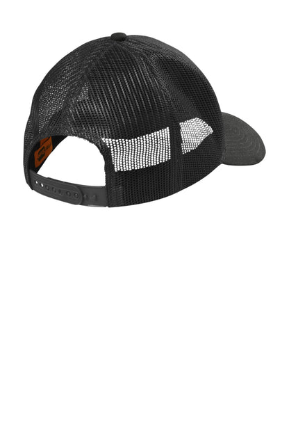 Rear View of Black CornerStone Canvas Mesh Back Cap. CS811 plain