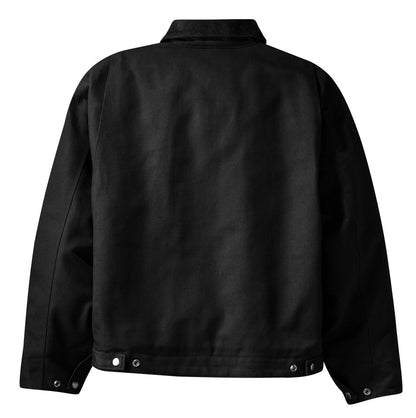 Rear View of Black CornerStone - Duck Cloth Work Jacket. J763 plain