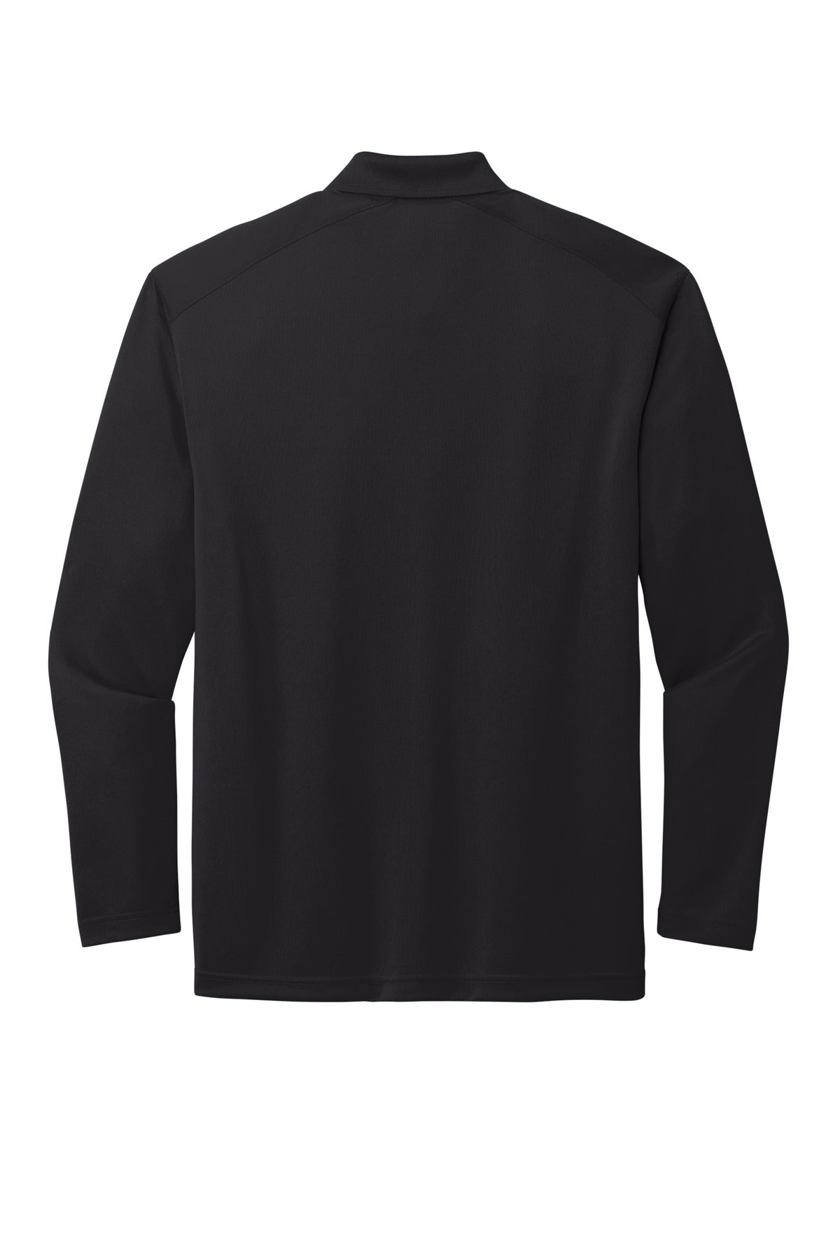 Rear View of Black CornerStone Select Lightweight Snag-Proof Long Sleeve Polo CS418LS plain