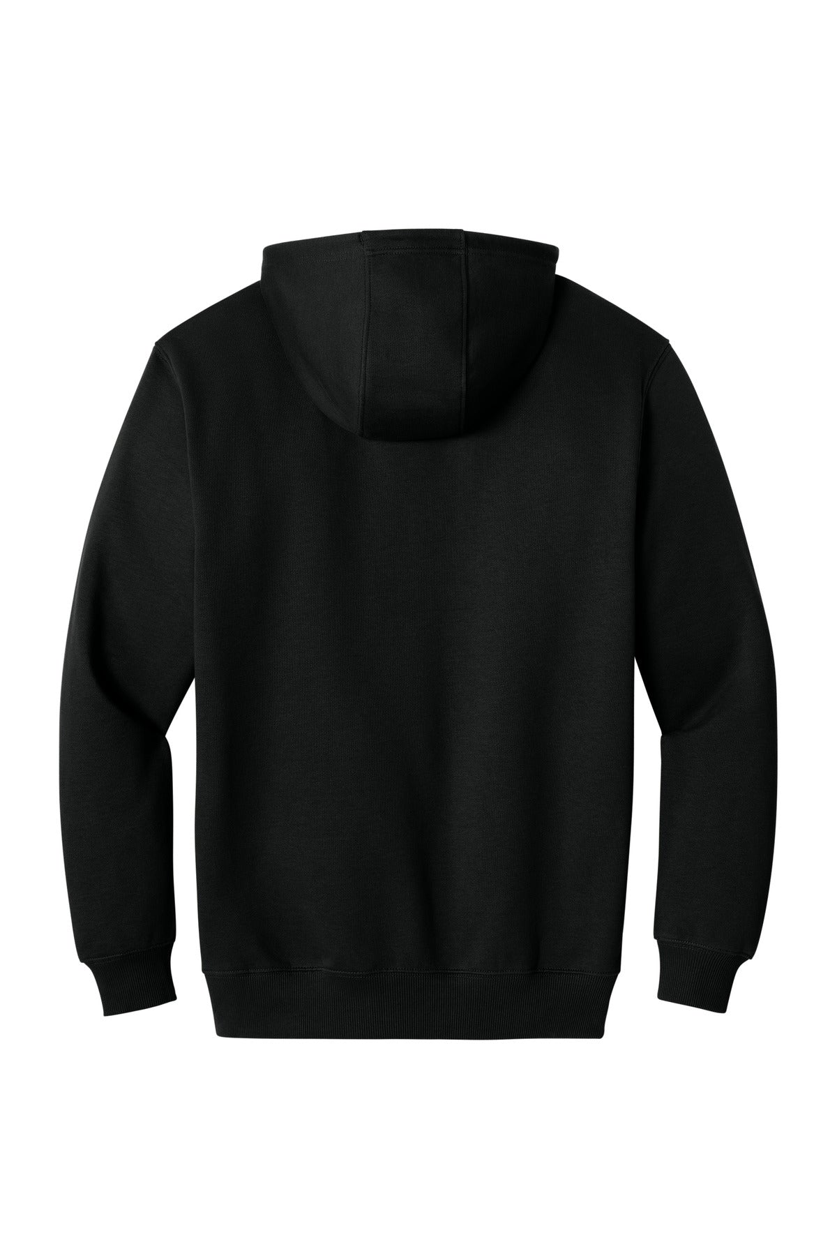 Rear View of Black CornerStone Tough Fleece Pullover Hoodie CSF630 plain