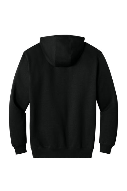 Rear View of Black CornerStone Tough Fleece Pullover Hoodie CSF630 plain