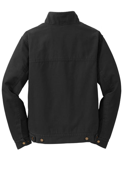 Rear View of Black CornerStone Washed Duck Cloth Flannel-Lined Work Jacket. CSJ40 plain