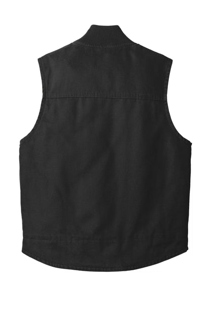 Rear View of Black CornerStone Washed Duck Cloth Vest. CSV40 plain