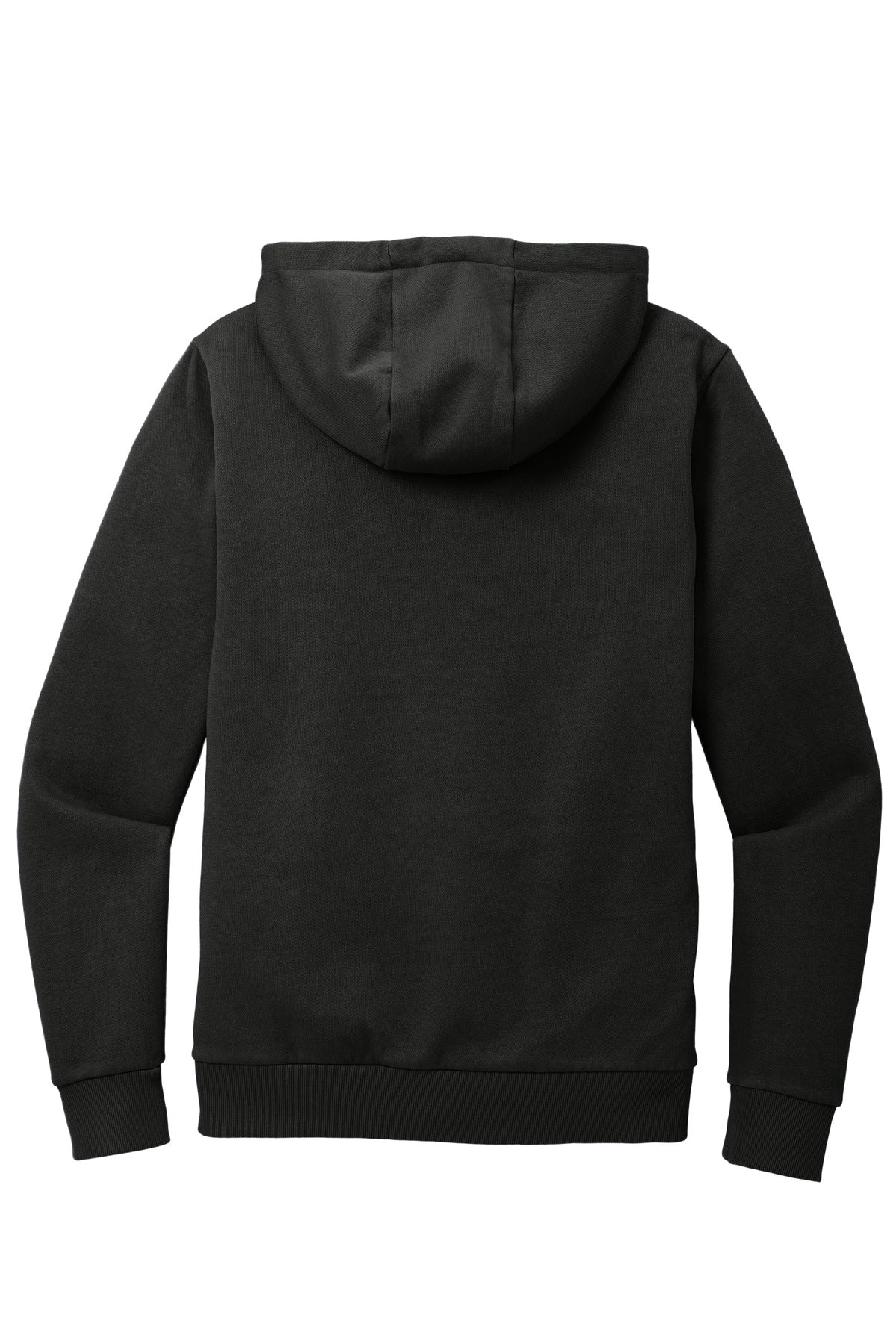 Rear View of Black District Wash Fleece Hoodie DT2200 plain
