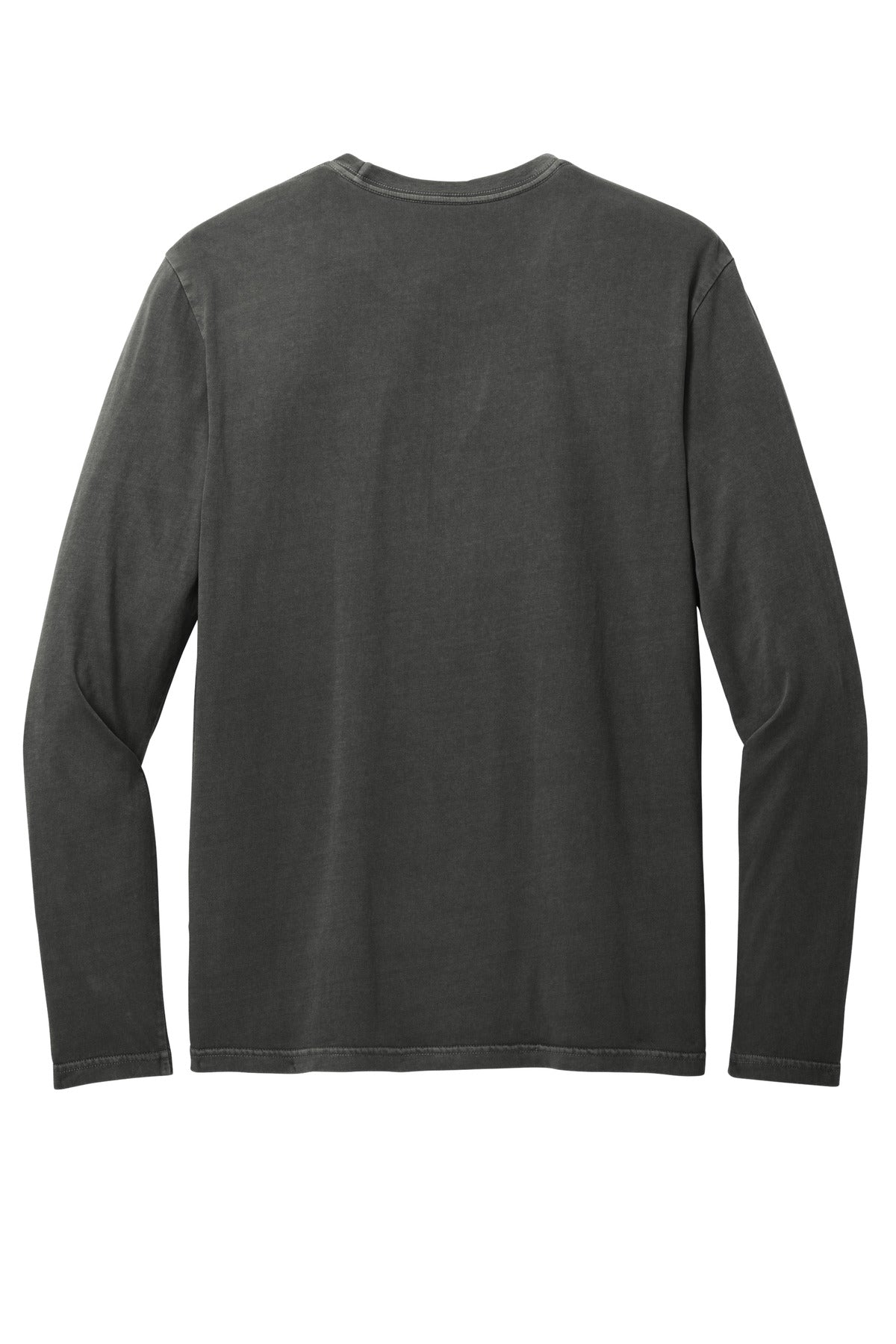 Rear View of Black District Wash Long Sleeve Tee DT2103 plain