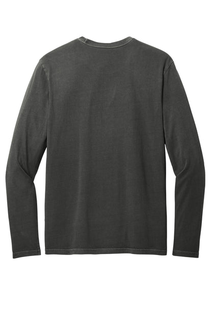 Rear View of Black District Wash Long Sleeve Tee DT2103 plain