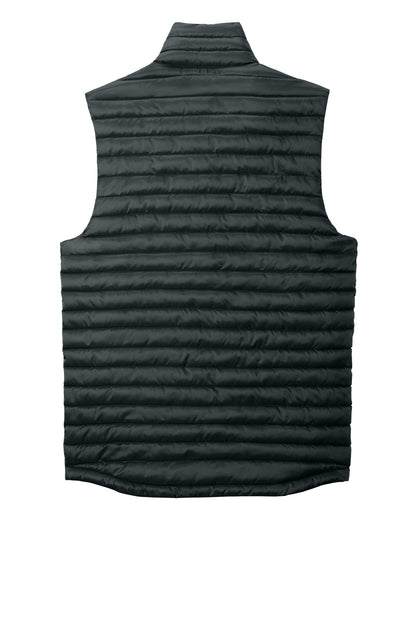 Rear View of Black Eddie Bauer Packable Quilted Vest EB516 plain