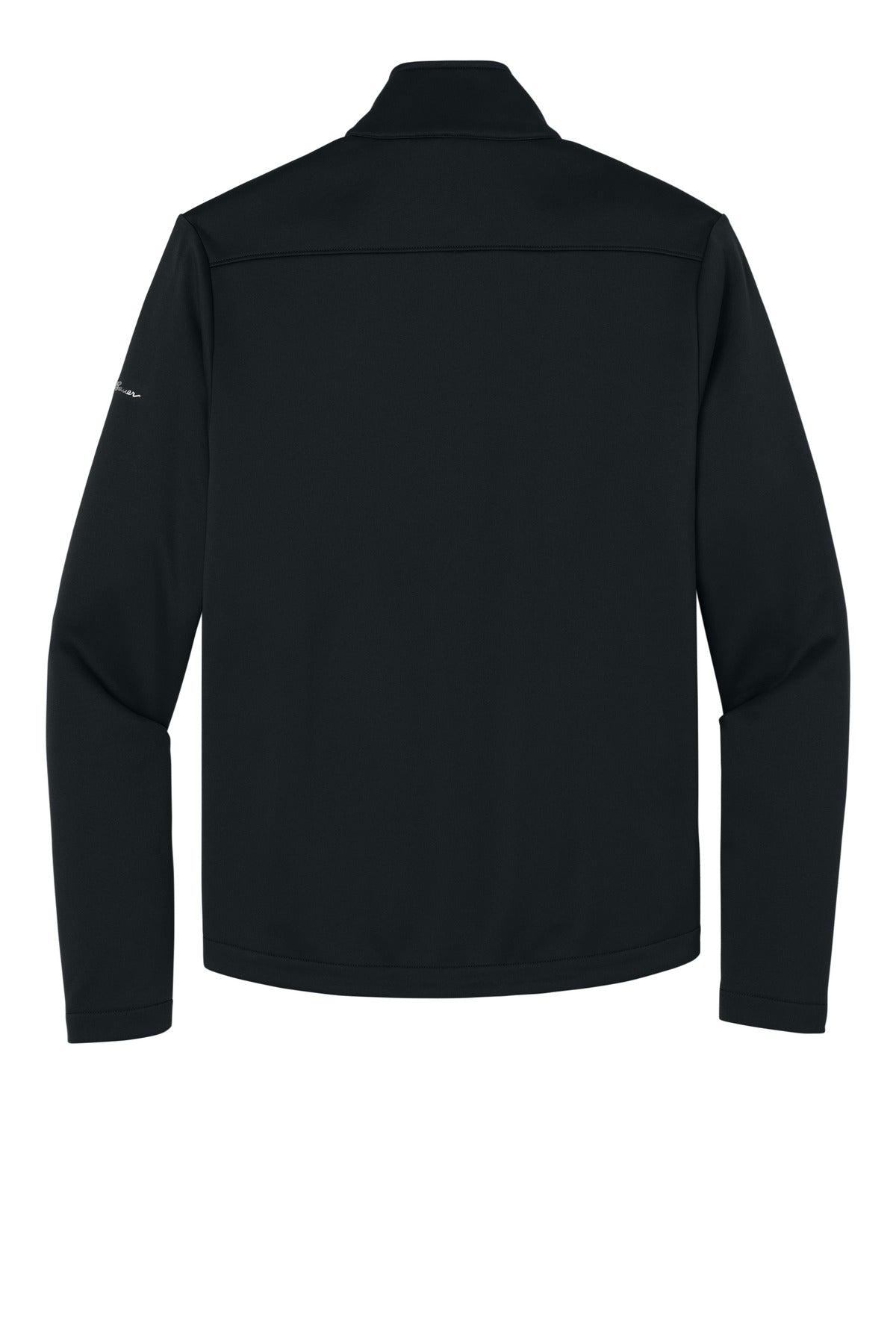 Rear View of Black Eddie Bauer Smooth Mid Layer Fleece 1/2-Zip EB2360 plain