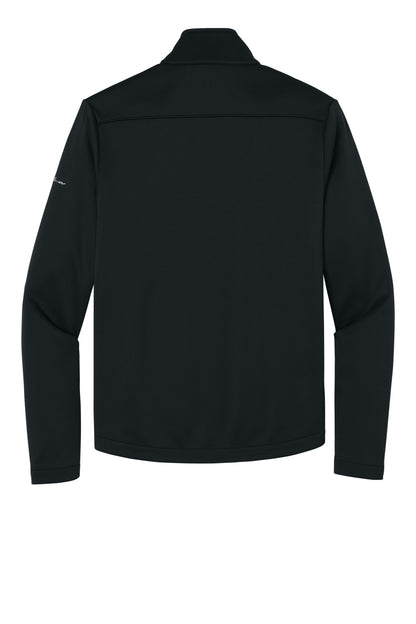 Rear View of Black Eddie Bauer Smooth Mid Layer Fleece 1/2-Zip EB2360 plain