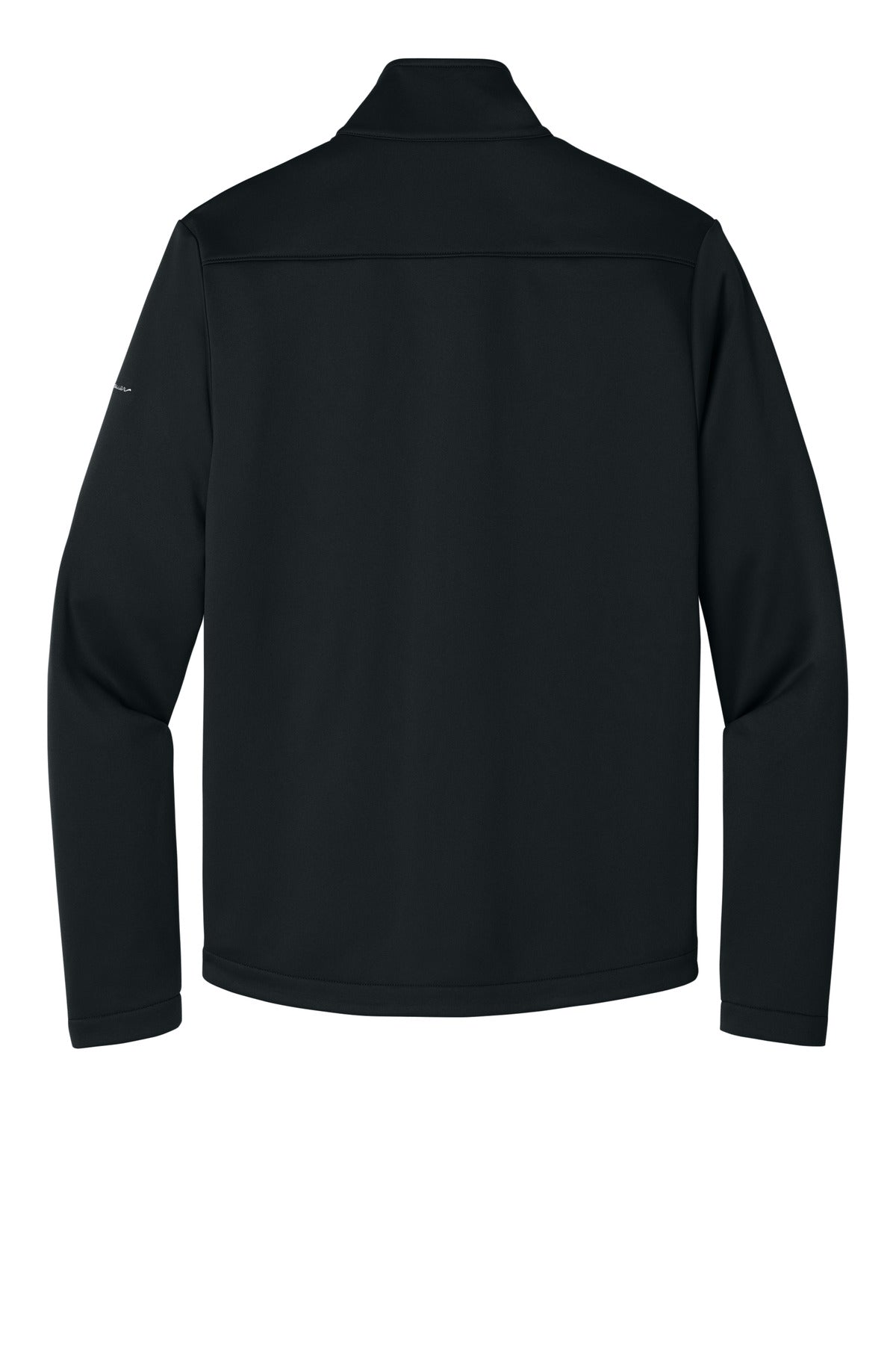 Rear View of Black Eddie Bauer Smooth Mid Layer Fleece Full-Zip EB2460 plain