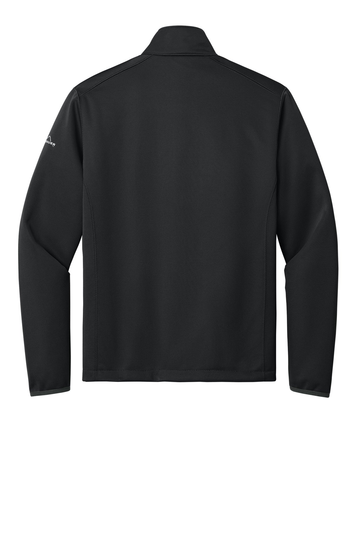 Rear View of Black Eddie Bauer Weather-Resist Soft Shell Jacket. EB538 plain