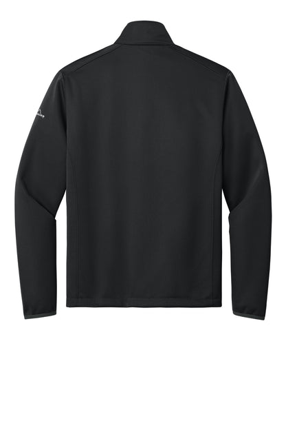 Rear View of Black Eddie Bauer Weather-Resist Soft Shell Jacket. EB538 plain