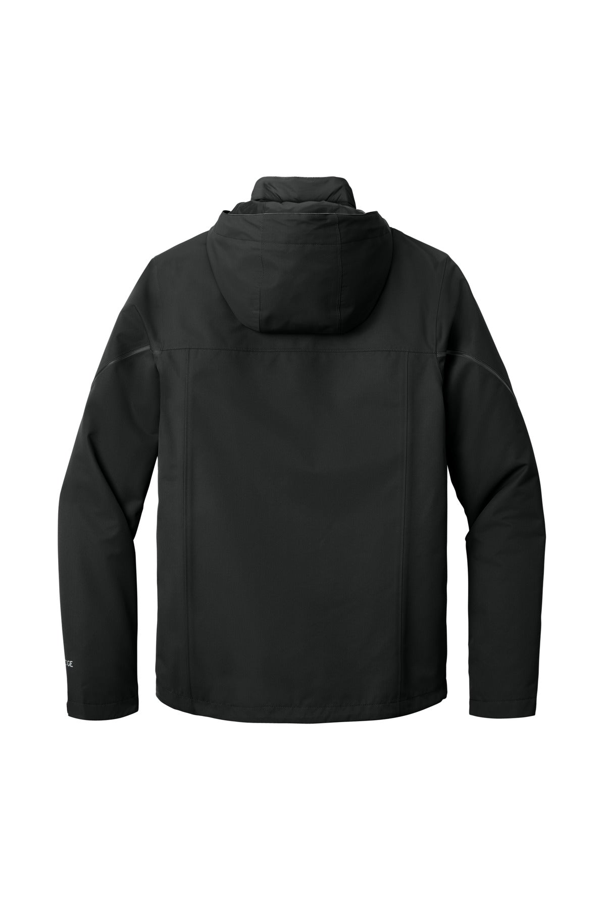 Rear View of Black Eddie Bauer WeatherEdge Plus 3-in-1 Jacket. EB556 plain