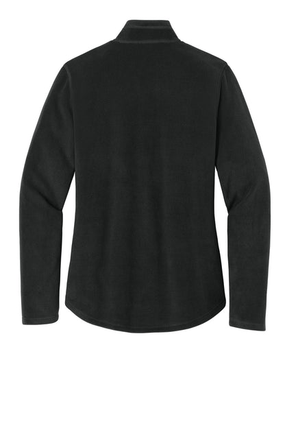 Rear View of Black Eddie Bauer Women's 1/2-Zip Microfleece Jacket EB227 plain