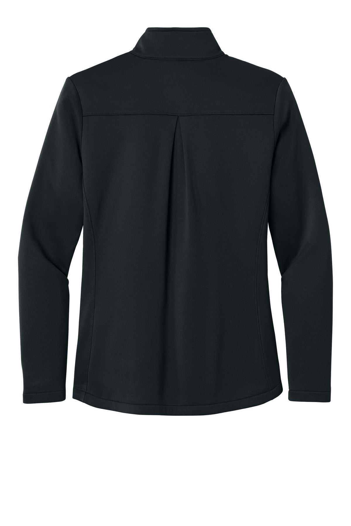 Rear View of Black Eddie Bauer Women's Smooth Mid Layer Fleece 1/2-Zip EB2370 plain