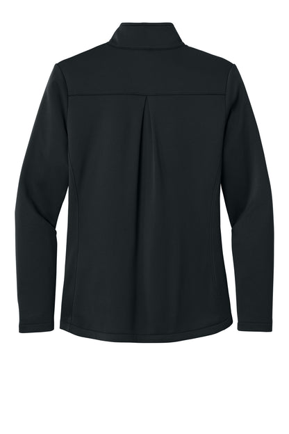 Rear View of Black Eddie Bauer Women's Smooth Mid Layer Fleece 1/2-Zip EB2370 plain