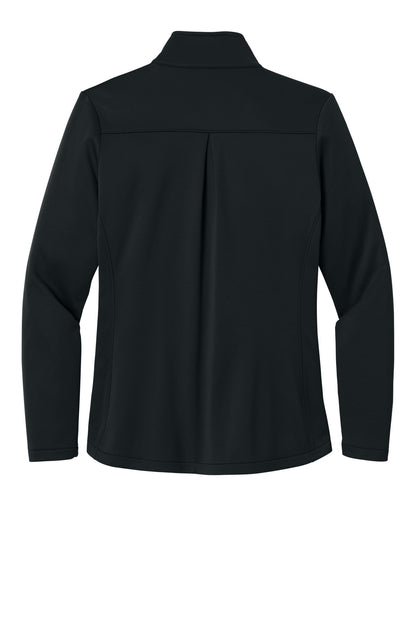 Rear View of Black Eddie Bauer Women's Smooth Mid Layer Fleece Full-Zip EB2470 plain