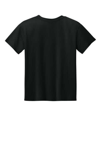 Rear View of Black Gildan Youth Light Cotton Tee 3000B plain