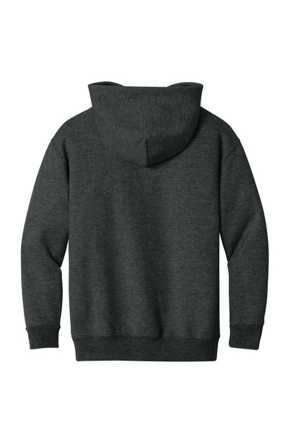 Rear View of Black Heather Jerzees - Youth NuBlend Pullover Hooded Sweatshirt. 996Y plain