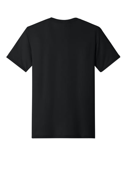 Rear View of Black Jerzees Dri-Power 100% Polyester T-Shirt. 21M plain