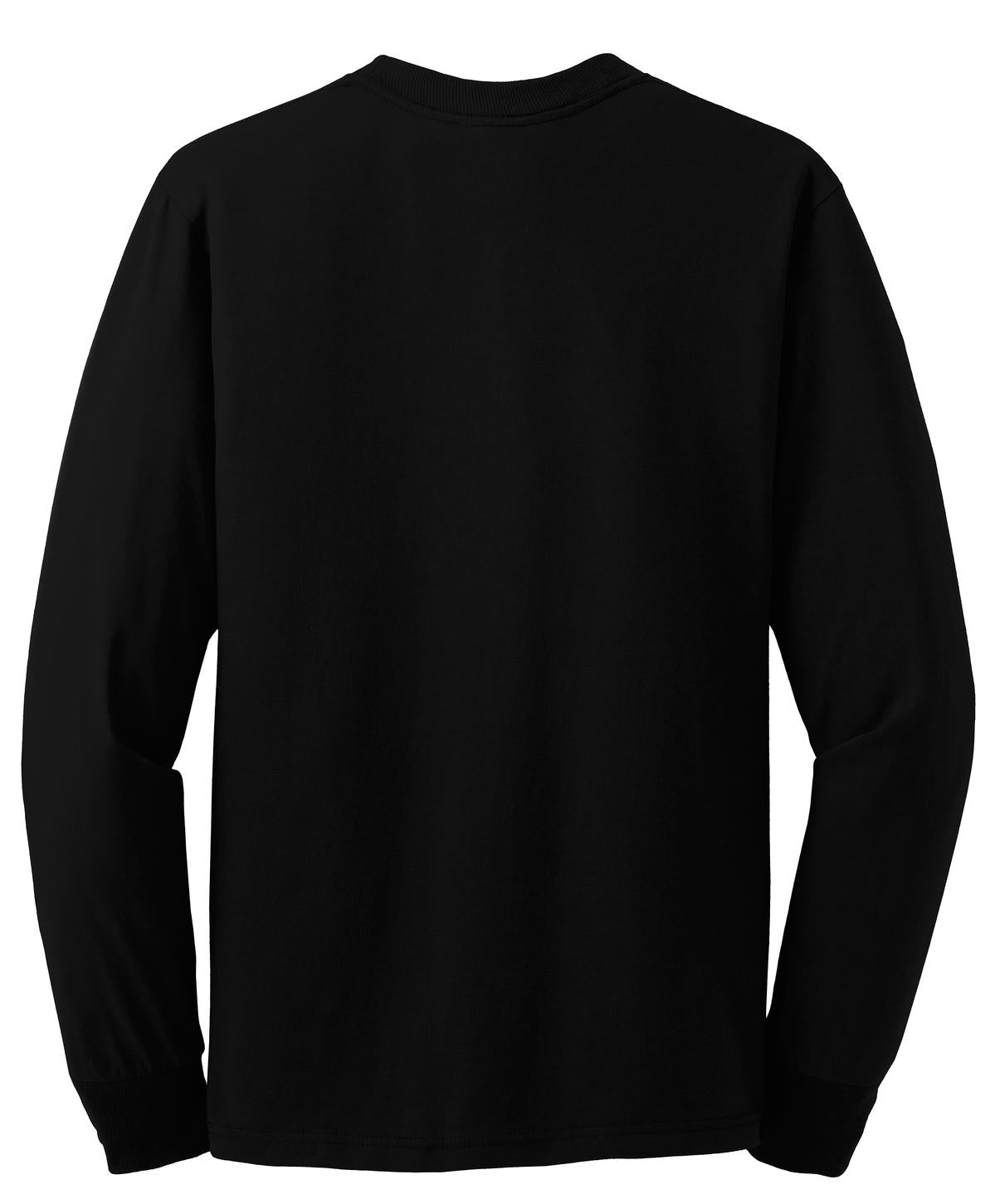 Rear View of Black Jerzees - Dri-Power 50/50 Cotton/Poly Long Sleeve T-Shirt. 29LS plain