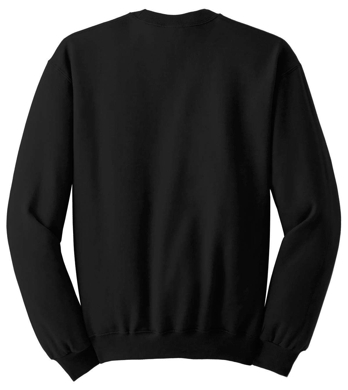 Rear View of Black Jerzees - NuBlend Crewneck Sweatshirt. 562M plain