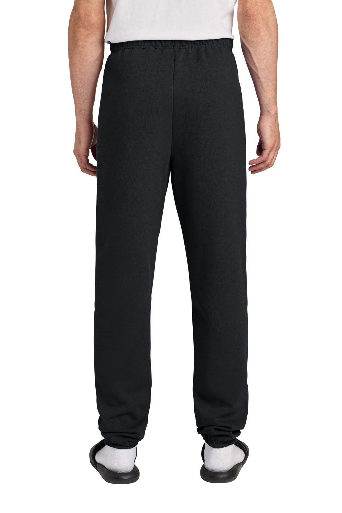 Rear View of Black Jerzees - NuBlend Sweatpant. 973M plain